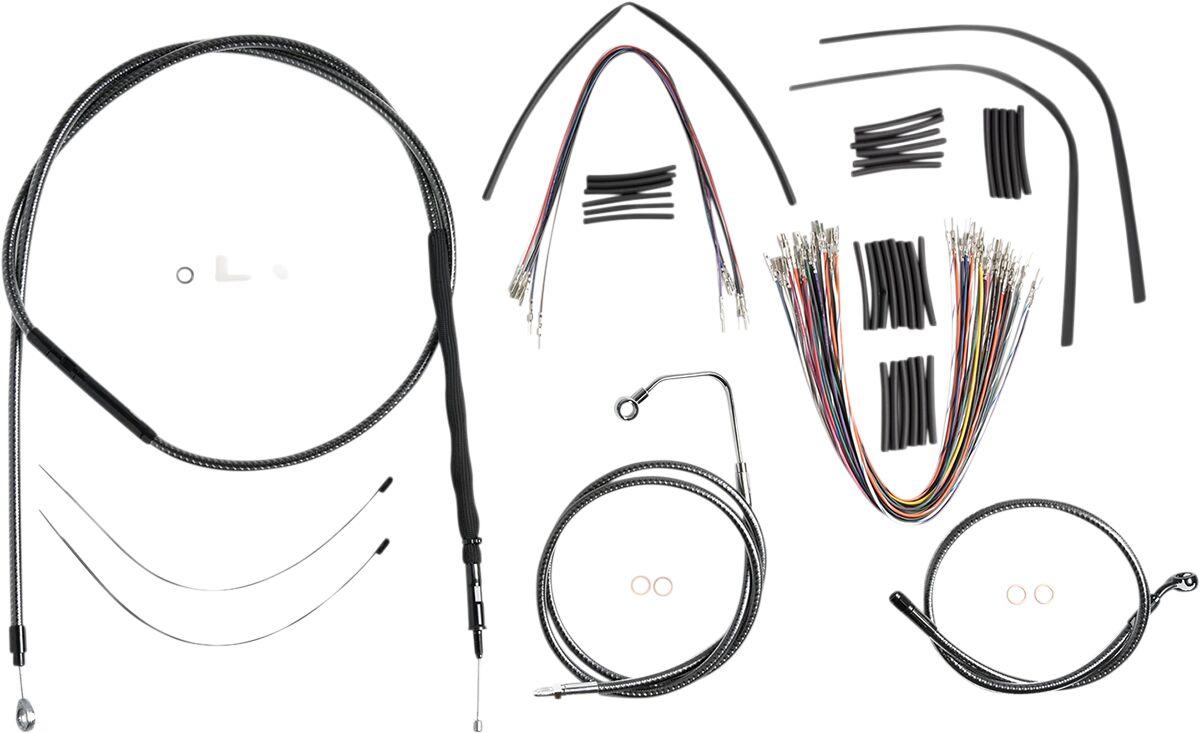 787361 - Magnum Shielding KarbonFibr Designer Handlebar Cable Install Kit For Harley Davidson FLHR 1584 2008 30.5 - 35.5cm (12" - 14") - Carbon Fiber/Silver