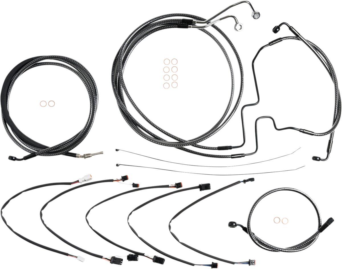 787411 - Magnum Shielding KarbonFibr Designer Handlebar Cable Install Kit For Harley Davidson FLHRXS 1750 2017-2018 30.5 - 35.5cm (12" - 14") - Carbon Fiber/Silver