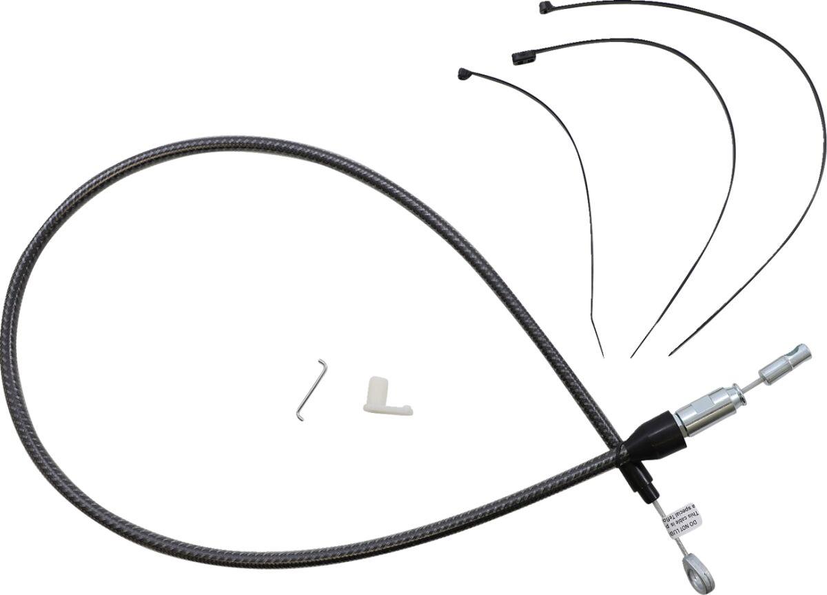 72344HE - Magnum Shielding KarbonFibr Quick Connect Clutch Cable For Harley Davidson FLDE 1750 2018-2020 96.5 cm (38") - Carbon Fiber/Silver