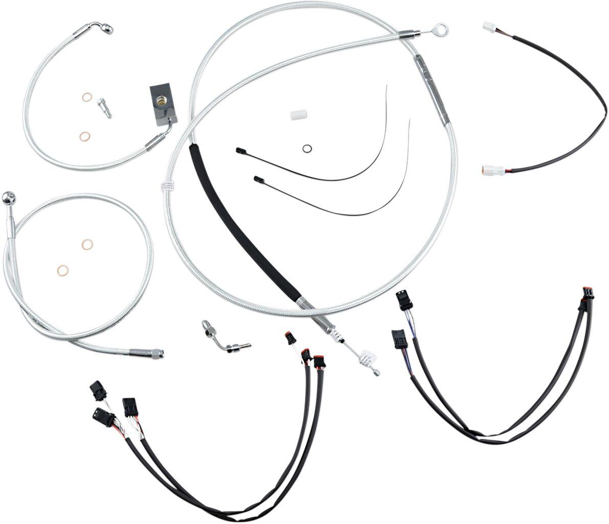 387941 - Magnum Shielding Sterling Chromite II Designer Handlebar Cable Install Kit For Harley Davidson FLDE 1750 2018-2020 30.5 - 35.5cm (12" - 14") - Chrome/Clear-Coated
