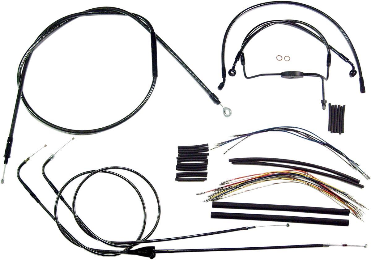487281 - Magnum Shielding Pearl Designer Handlebar Cable Install Kit For Harley Davidson FLHR 1340 1996-1998 30.5 - 35.5cm (12" - 14") - Black