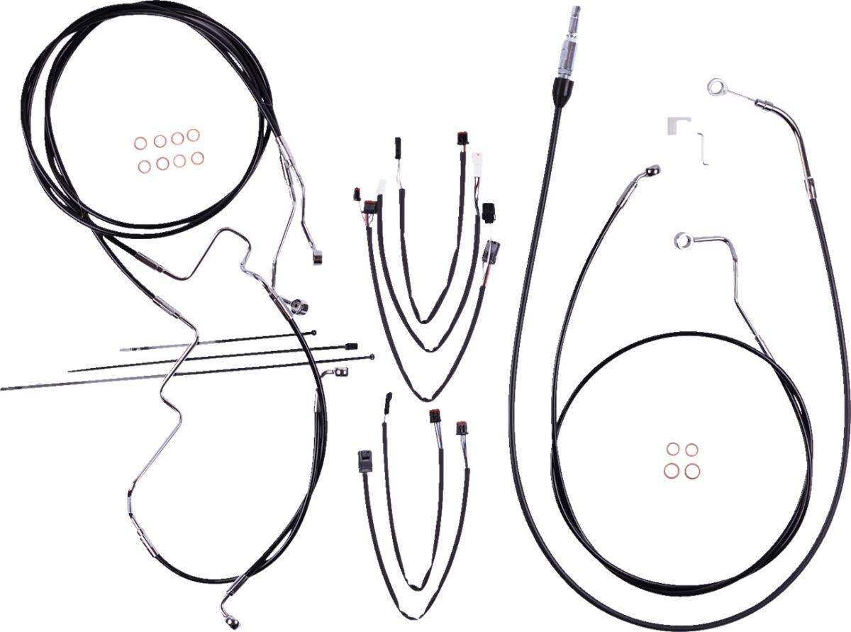 4891191 - Magnum Shielding XR Handlebar Cable Install Kit For Harley Davidson FLH 1868 2021 30.5 - 35.5cm (12" - 14") - Black/Chrome