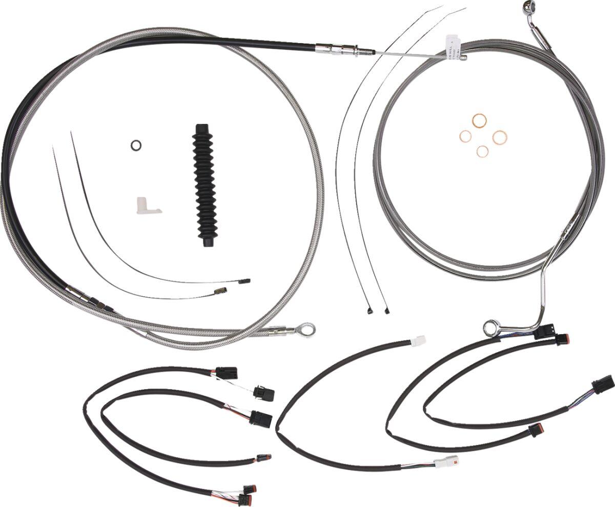 5891021 - Magnum Shielding XR Handlebar Cable Install Kit For Harley Davidson FLHRXS 1868 2021-2024 30.5 - 35.5cm (12" - 14") - Chrome/Clear-Coated