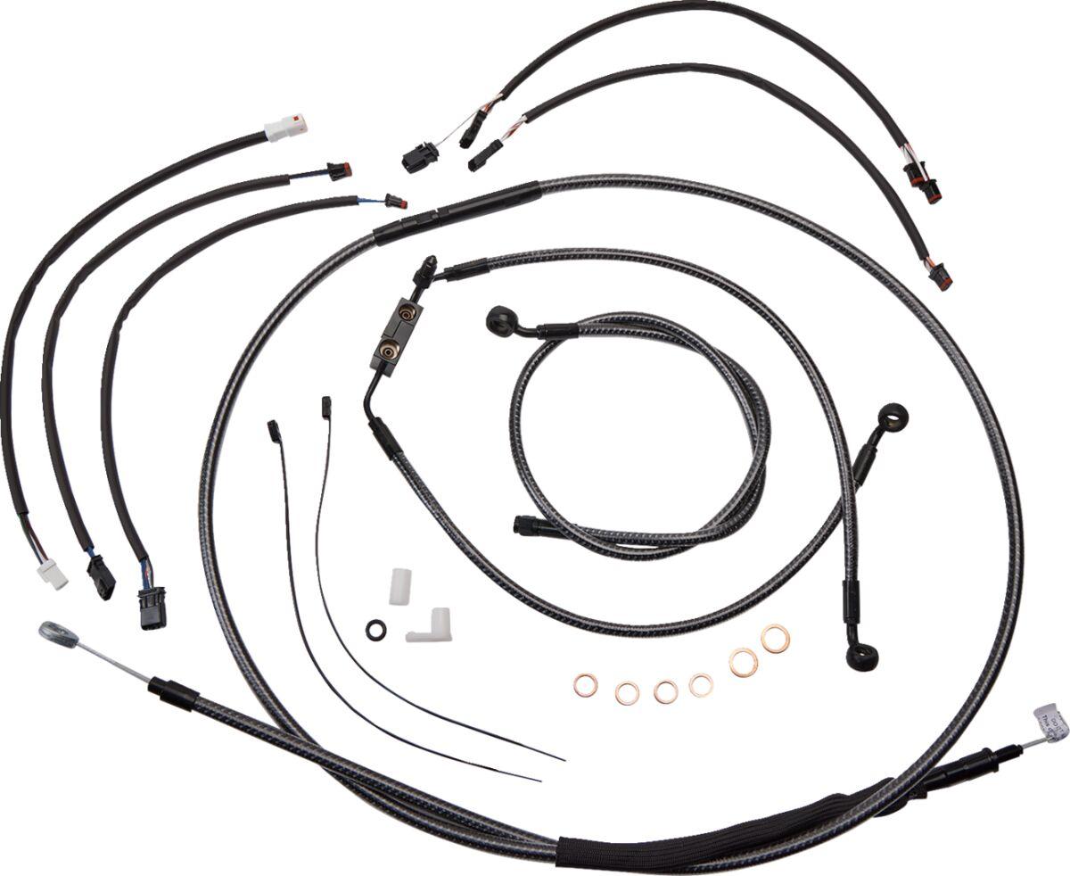 787951 - Magnum Shielding KarbonFibr Designer Handlebar Cable Install Kit For Harley Davidson FLTRK 1868 2024 30.5 - 35.5cm (12" - 14") - Carbon Fiber/Silver