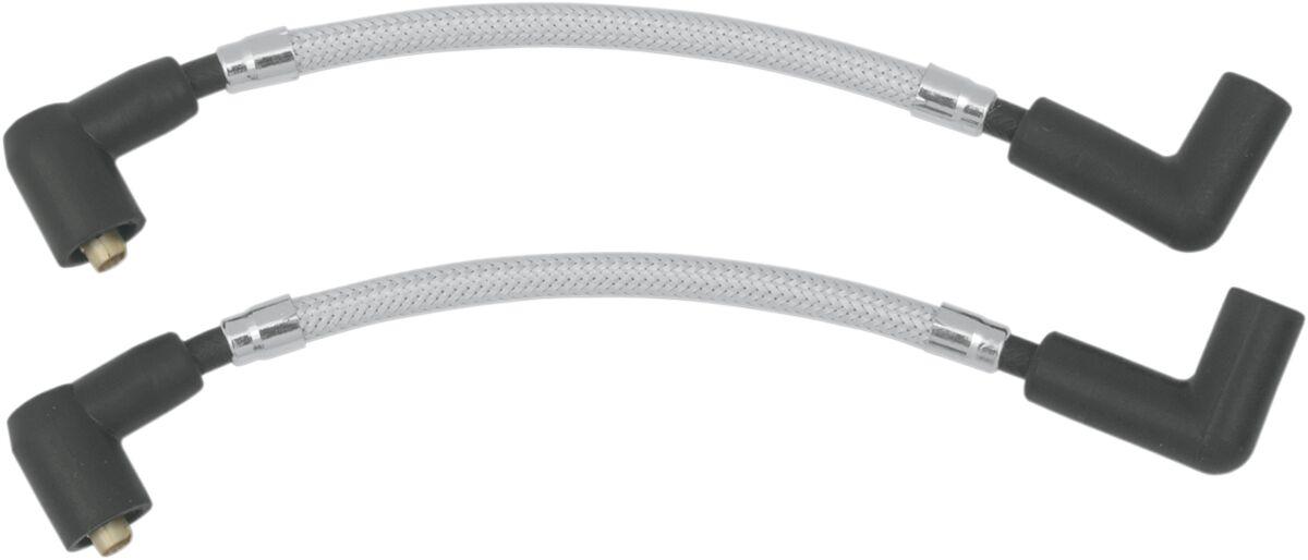 3030C - Magnum Shielding Braided Spark Plug Wires For Harley Davidson FXLR 1340 1987-1994 248 mm (9-3/4") - Chrome/Silver