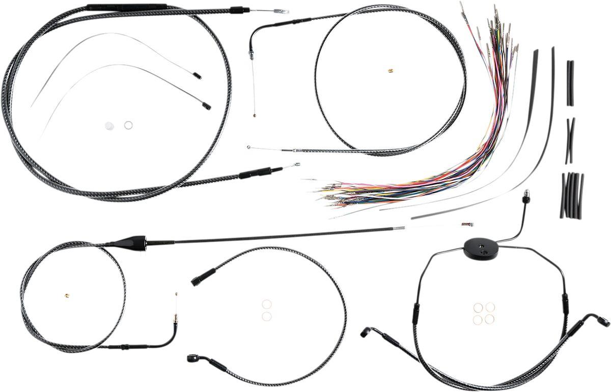 787281 - Magnum Shielding KarbonFibr Designer Handlebar Cable Install Kit For Harley Davidson FLHR 1340 1996-1998 30.5 - 35.5cm (12" - 14") - Carbon Fiber/Silver