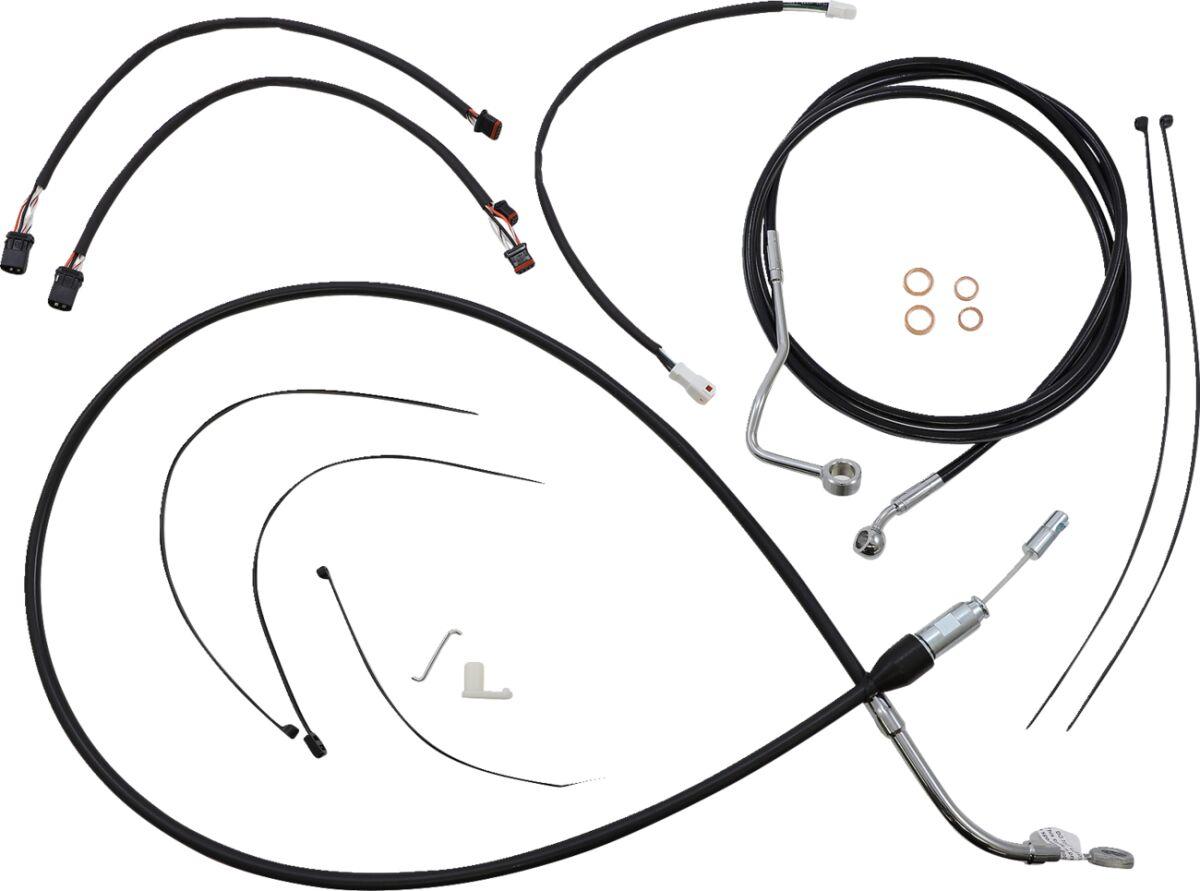 4891171 - Magnum Shielding XR Handlebar Cable Install Kit For Harley Davidson FLH 1868 2021 30.5 - 35.5cm (12" - 14") - Black/Chrome