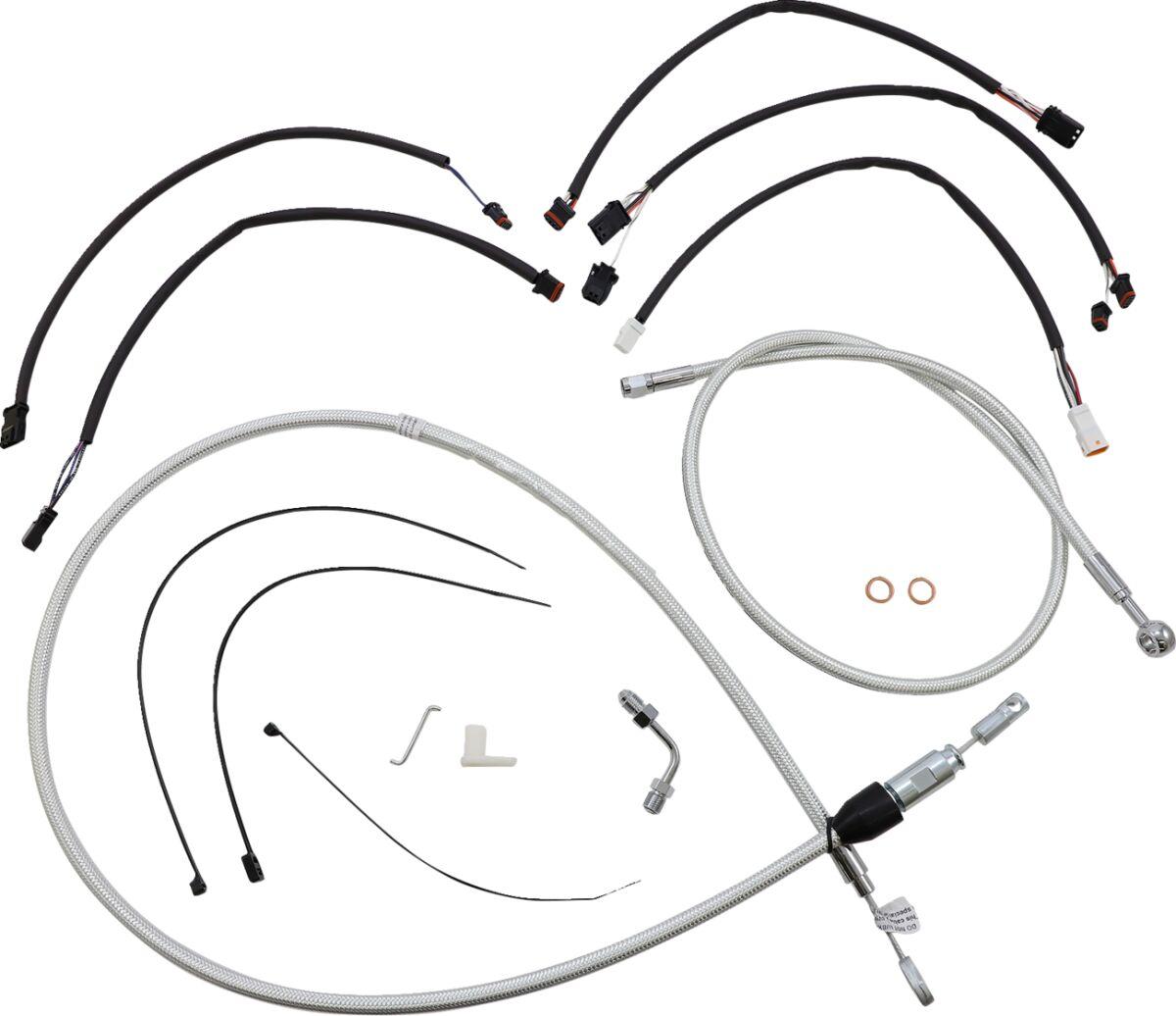 3871182 - Magnum Shielding Sterling Chromite II Designer Handlebar Cable Install Kit For Harley Davidson FLDE 1750 2018-2020 38 - 43cm (15" - 17") - Chrome/Clear-Coated