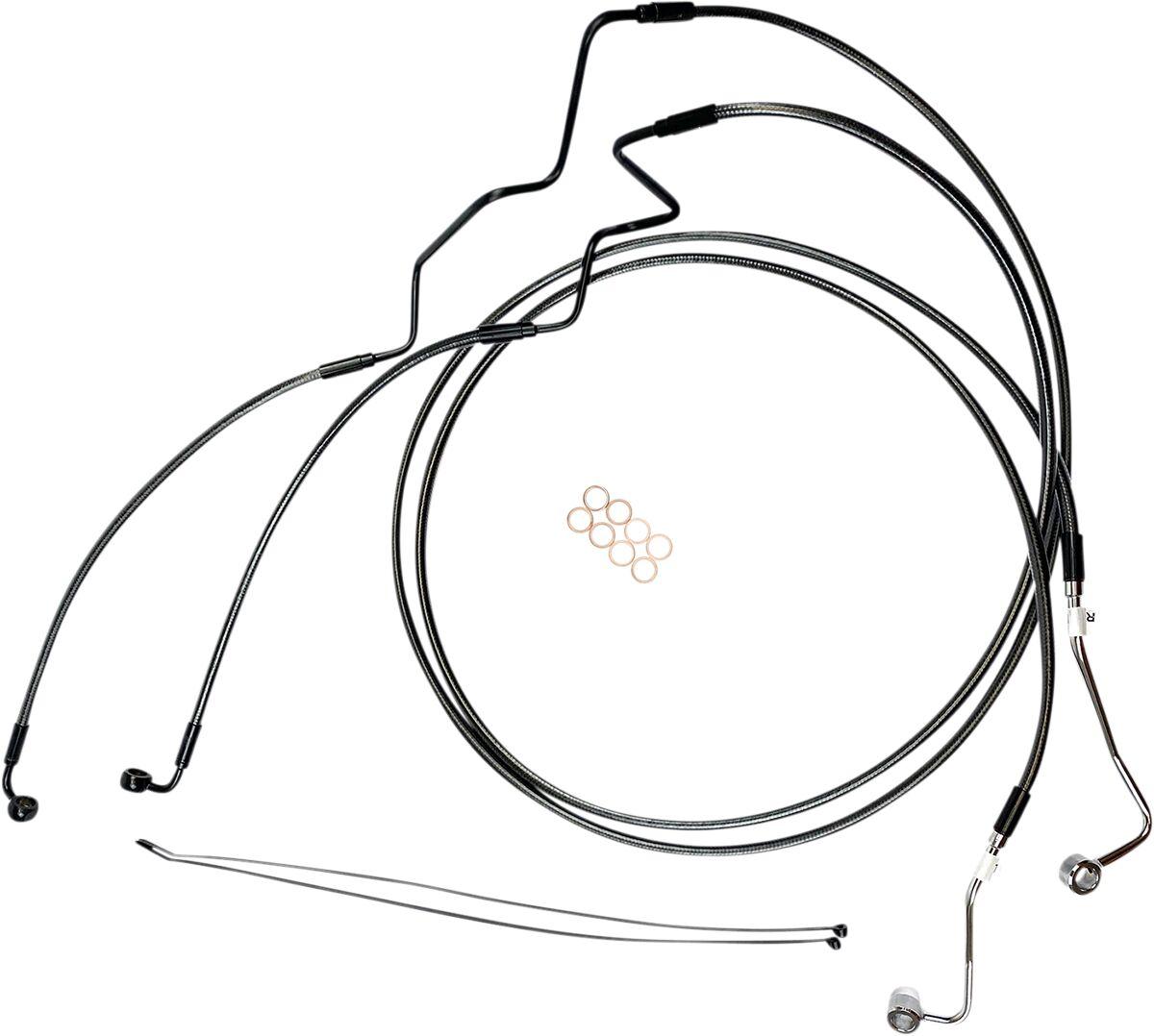 AS470164 - Magnum Shielding Designer Series Extended ABS Touring Brake Hose Kit For Harley Davidson FLH 1868 2021 +10.2 cm (4") Front/Lower - Black/Black Pearl