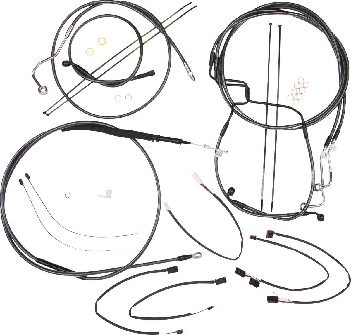 4871011 - Magnum Shielding Pearl Designer Handlebar Cable Install Kit For Harley Davidson FLHRXS 1868 2021-2024 30.5 - 35.5cm (12" - 14") - Black