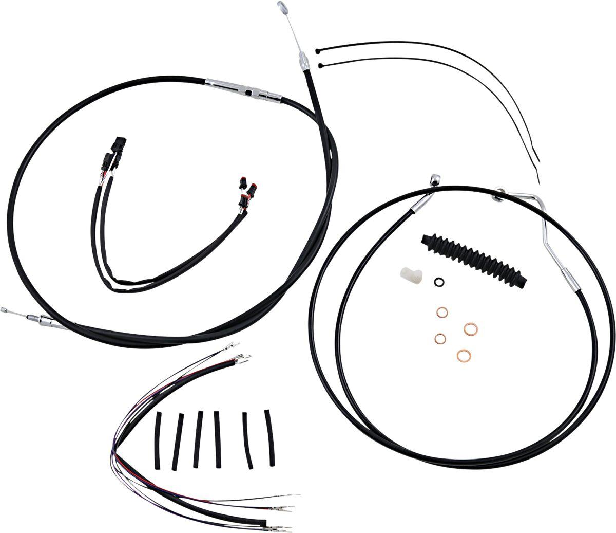 489492 - Magnum Shielding XR Handlebar Cable Install Kit For Harley Davidson FLHR 1690 38 - 43cm (15" - 17") - Black/Chrome