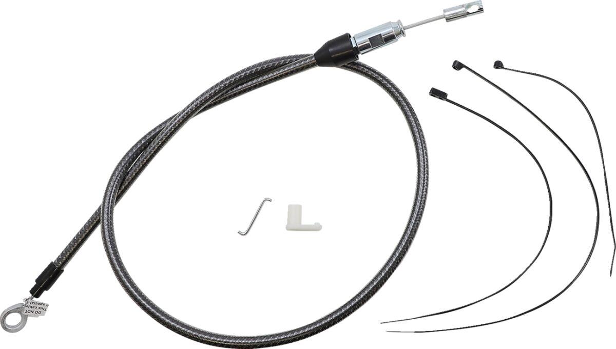 72348HE - Magnum Shielding KarbonFibr Quick Connect Clutch Cable For Harley Davidson FLDE 1750 2018-2020 106.5 cm (42") - Carbon Fiber/Silver