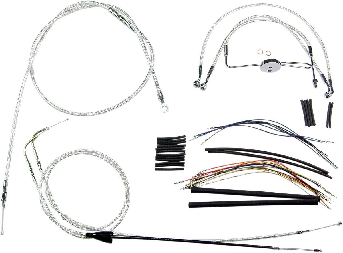 387292 - Magnum Shielding Sterling Chromite II Designer Handlebar Cable Install Kit For Harley Davidson FLHR 1584 2007 38 - 43cm (15" - 17") - Chrome/Clear-Coated