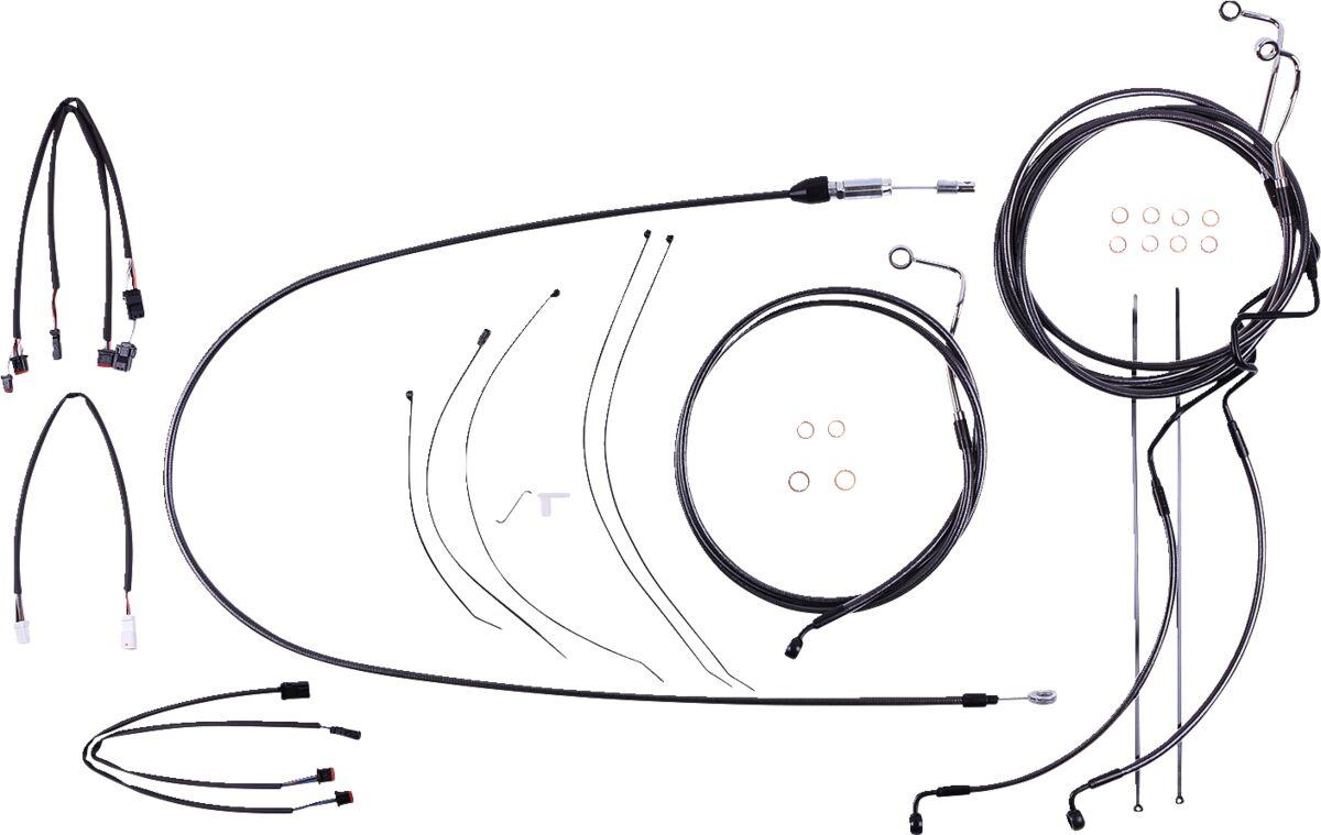 4871201 - Magnum Shielding Pearl Designer Handlebar Cable Install Kit For Harley Davidson FLHRXS 1868 2021-2024 30.5 - 35.5cm (12" - 14") - Black
