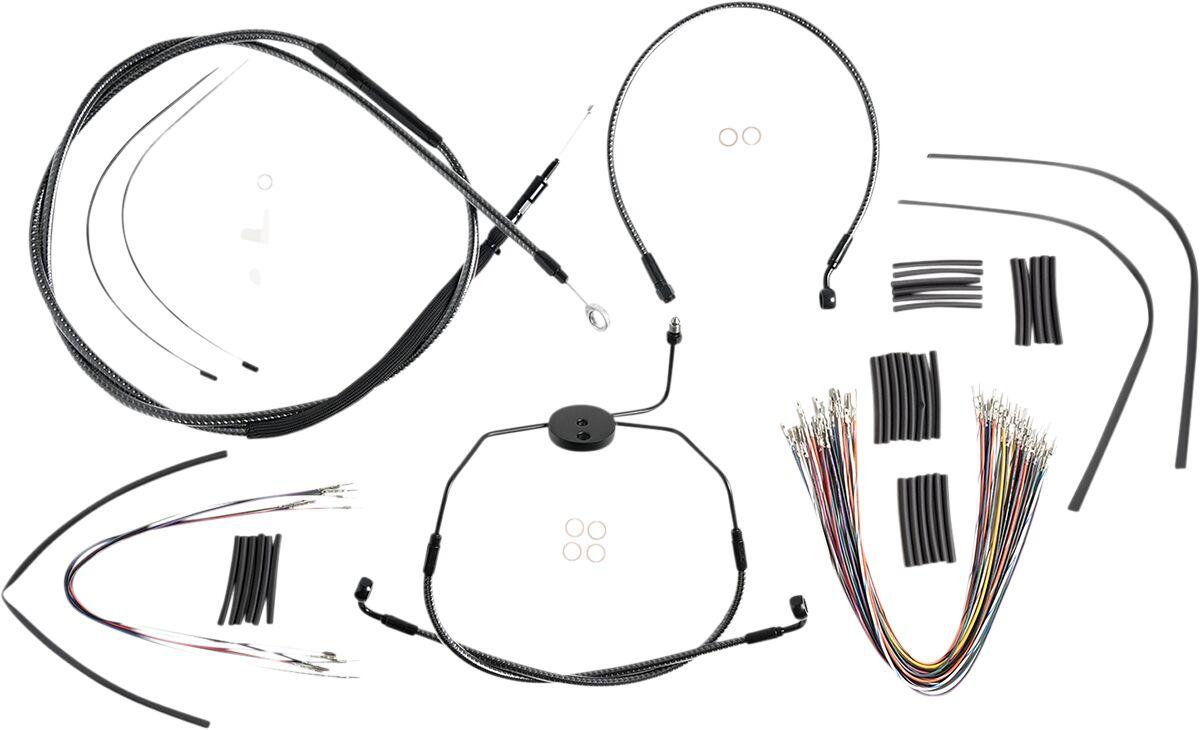 787301 - Magnum Shielding KarbonFibr Designer Handlebar Cable Install Kit For Harley Davidson FLHR 1584 2008 30.5 - 35.5cm (12" - 14") - Carbon Fiber/Silver
