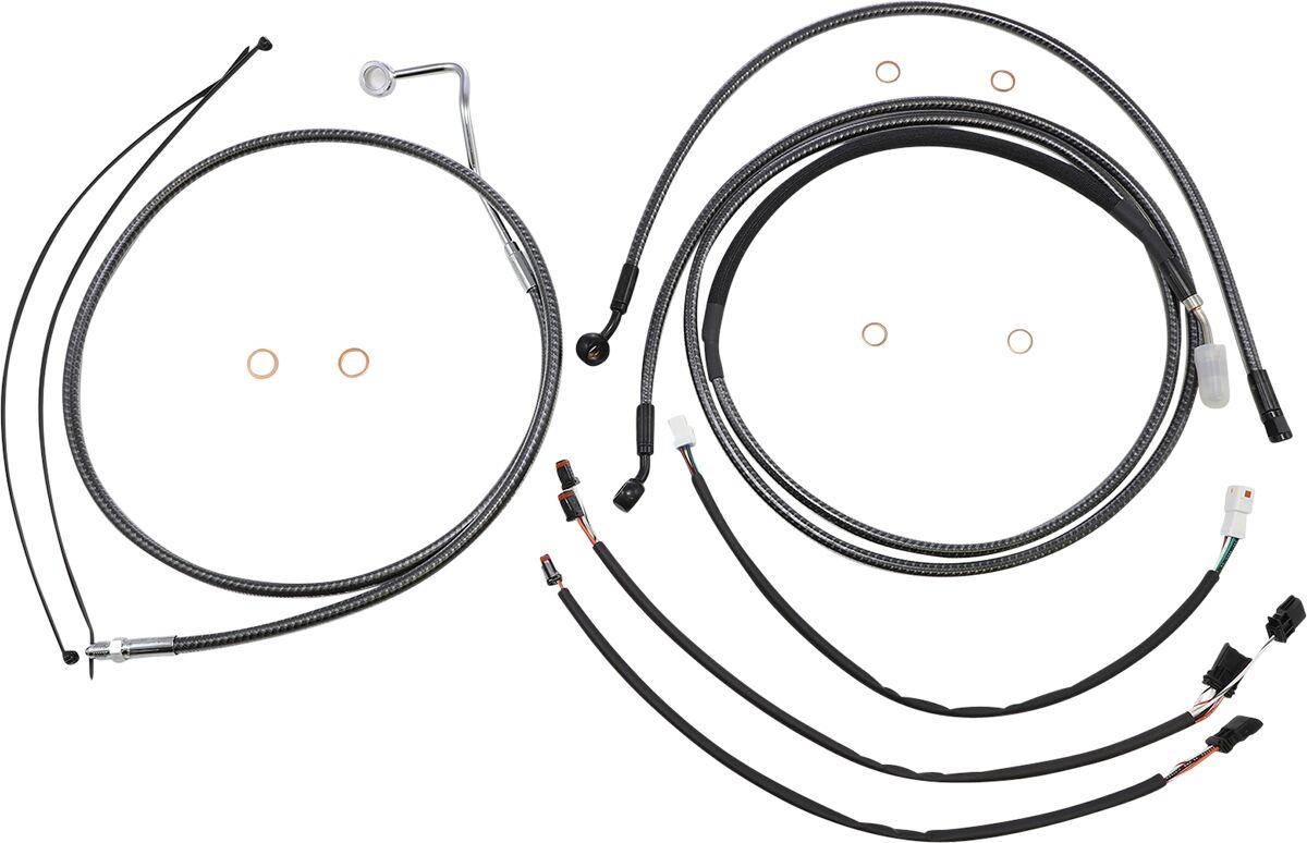 787882 - Magnum Shielding KarbonFibr Designer Handlebar Cable Install Kit For Harley Davidson FLTRK 1868 2020-2024 38 - 43cm (15" - 17") - Carbon Fiber/Silver