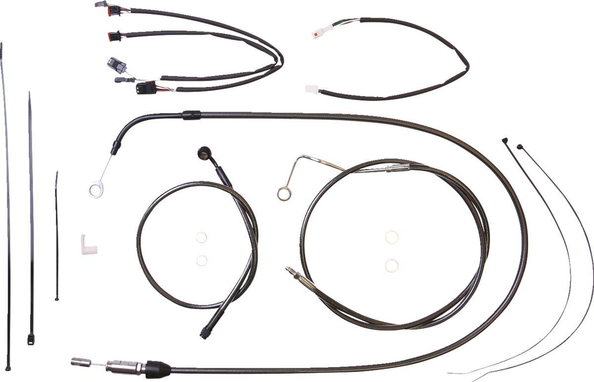 4871172 - Magnum Shielding Pearl Designer Handlebar Cable Install Kit For Harley Davidson FLH 1868 2021 38 - 43cm (15" - 17") - Black