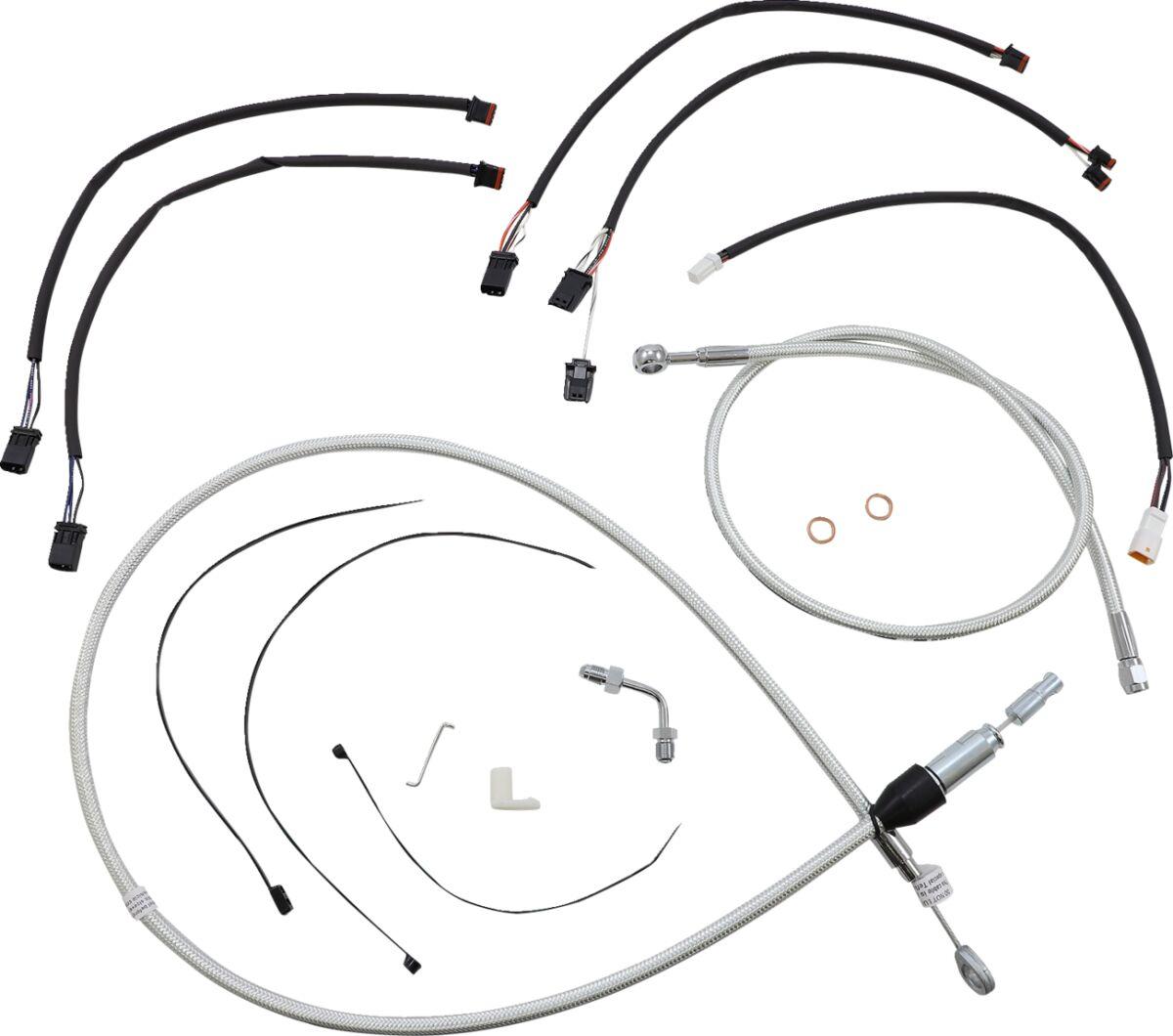 3871181 - Magnum Shielding Sterling Chromite II Designer Handlebar Cable Install Kit For Harley Davidson FLDE 1750 2018-2020 30.5 - 35.5cm (12" - 14") - Chrome/Clear-Coated