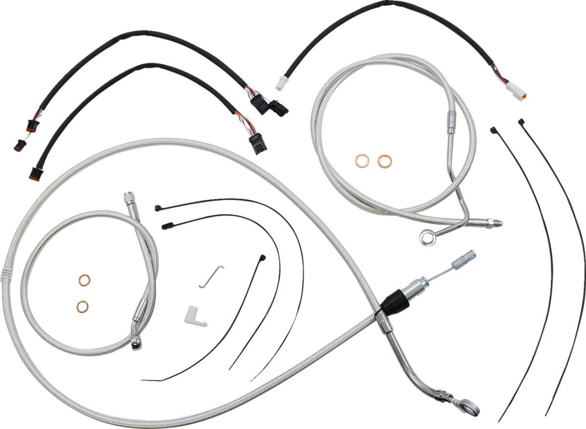 3871171 - Magnum Shielding Sterling Chromite II Designer Handlebar Cable Install Kit For Harley Davidson FLH 1868 2021 30.5 - 35.5cm (12" - 14") - Chrome/Clear-Coated