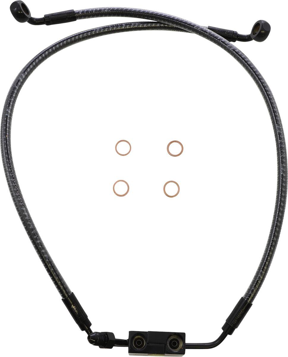 AS77019 - Magnum Shielding KarbonFibr Lower Brake Hose For Harley Davidson FXFB 1750 2018-2019 Front/Lower - Carbon Fiber/KARBONFIBR/Silver