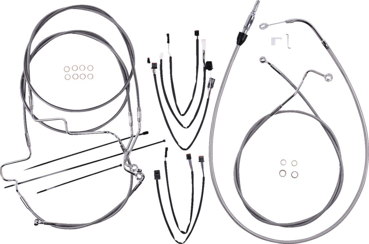 5891191 - Magnum Shielding XR Handlebar Cable Install Kit For Harley Davidson FLH 1868 2021 30.5 - 35.5cm (12" - 14") - Chrome/Clear-Coated