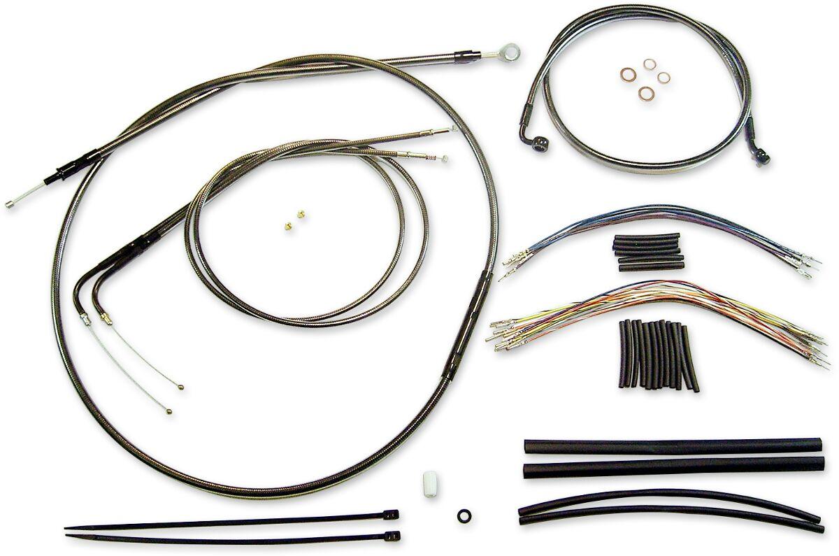 487781 - Magnum Shielding Pearl Designer Handlebar Cable Install Kit For Harley Davidson FLS 1690 2016 30.5 - 35.5cm (12" - 14") - Black