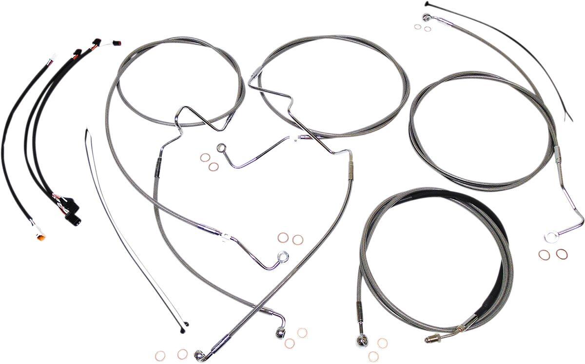 589921 - Magnum Shielding XR Handlebar Cable Install Kit For Harley Davidson FLHR 1750 30.5 - 35.5cm (12" - 14") - Chrome/Clear-Coated