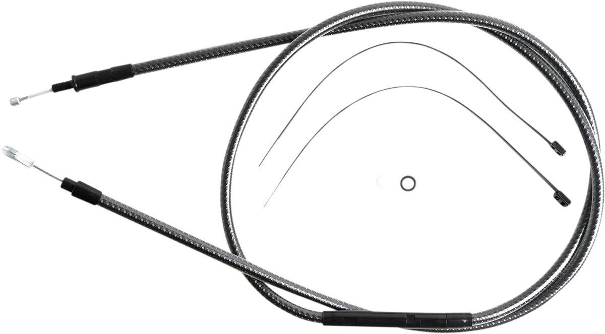 72126HE - Magnum Shielding Polished KarbonFibr Clutch Cable For Harley Davidson FLHR 1340 1994-1998 174.5 cm (68-11/16") - Carbon Fiber/Silver