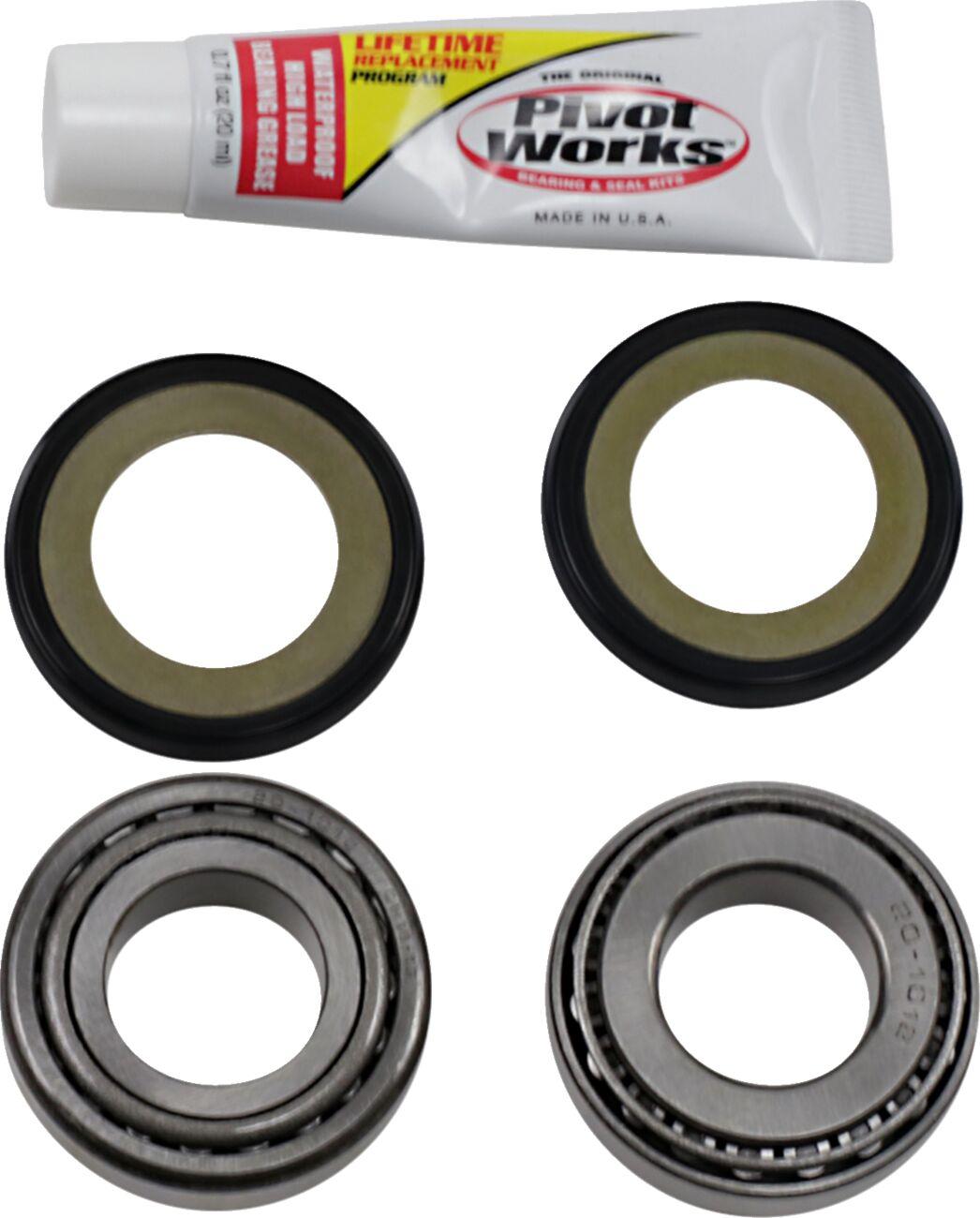 PWSSK-HD01-000 - Pivot Works Steering Stem Bearing Kit For Harley Davidson FLD 1690 2012-2013 - Black/Chrome