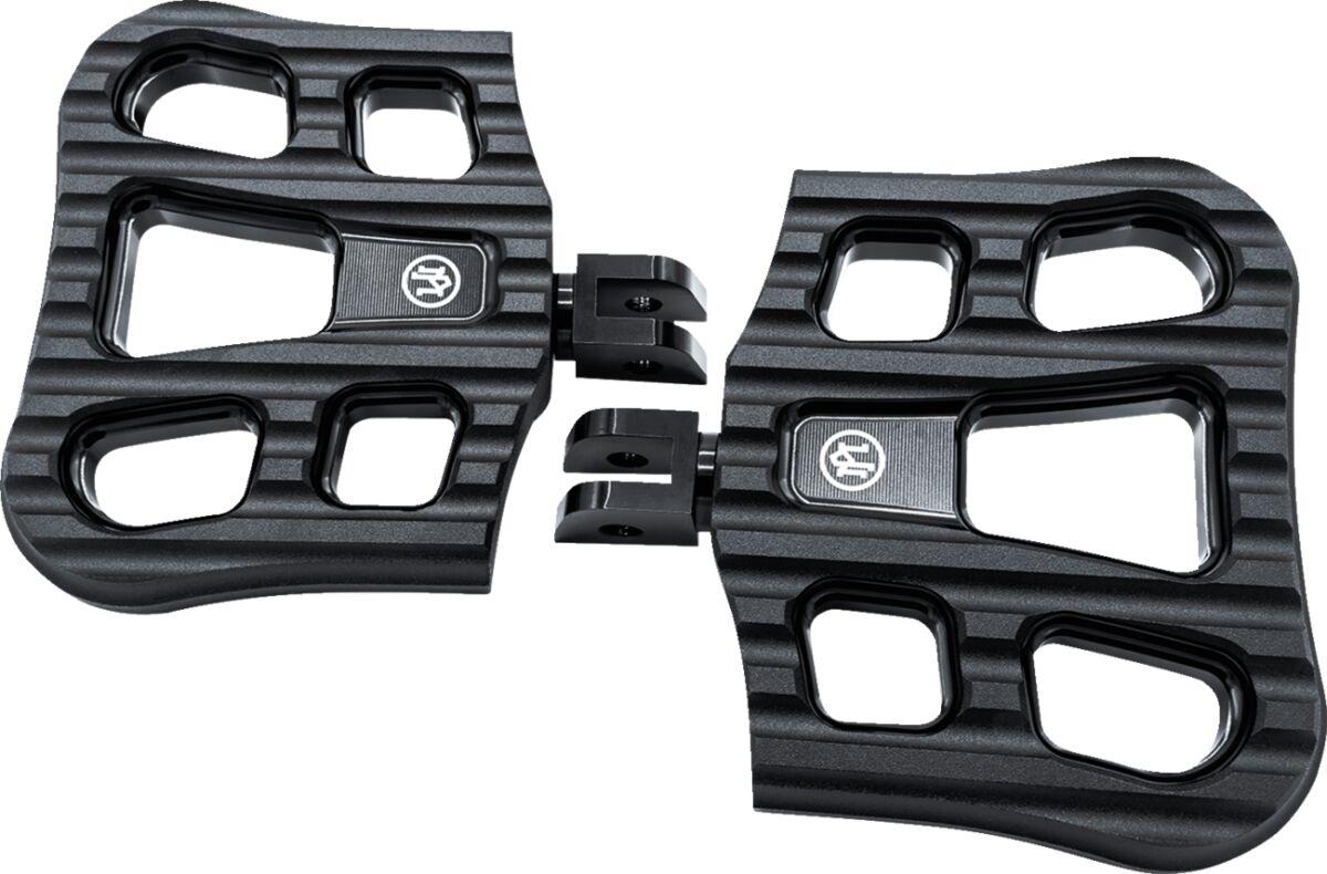 0036-1027-SMB - Performance Machine Drifter Floorboards For Harley Davidson FLSB 1750 2018-2024 Front - Black