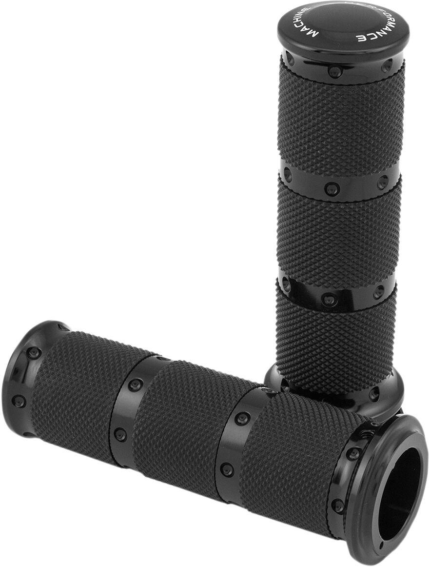 0063-2086-B - Performance Machine Contour XLS Renthal Wrapped Grips For Harley Davidson FLD 1690 2012-2013 - Black