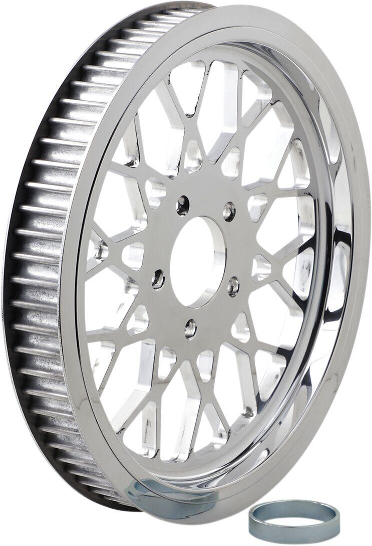 RPMS-70 - Belt Drives LTD Polished 1-1/2" Rear Mesh Belt Pulley For Harley Davidson FLHR 1340 1994-1998 70T - Chrome