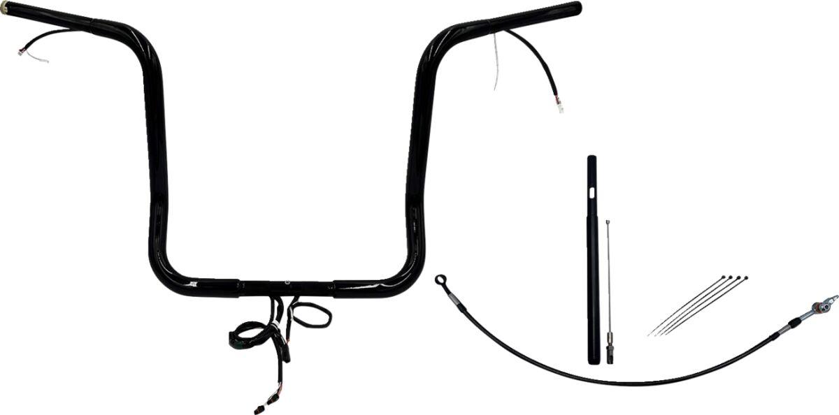 912516-B - Fat Baggers Inc. EZ Install Wired 1-1/4" Round Top Handlebar Kit For Harley Davidson FLH 1868 2021 40.5 cm (16") - Black