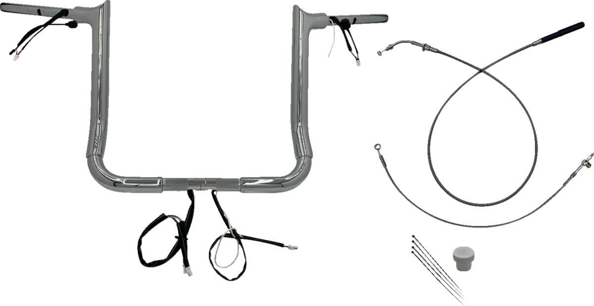 849014 - Fat Baggers Inc. 1-1/2" EZ Install Pointed Top Handlebar For Harley Davidson FLHX 1923 2024-2025 - Chrome