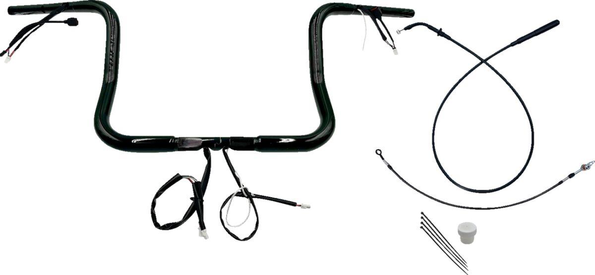 939012-B - Fat Baggers Inc. 1-1/4" EZ Install Round Top Handlebar For Harley Davidson FLHX 1923 2024-2025 30.5 cm (12") - Black
