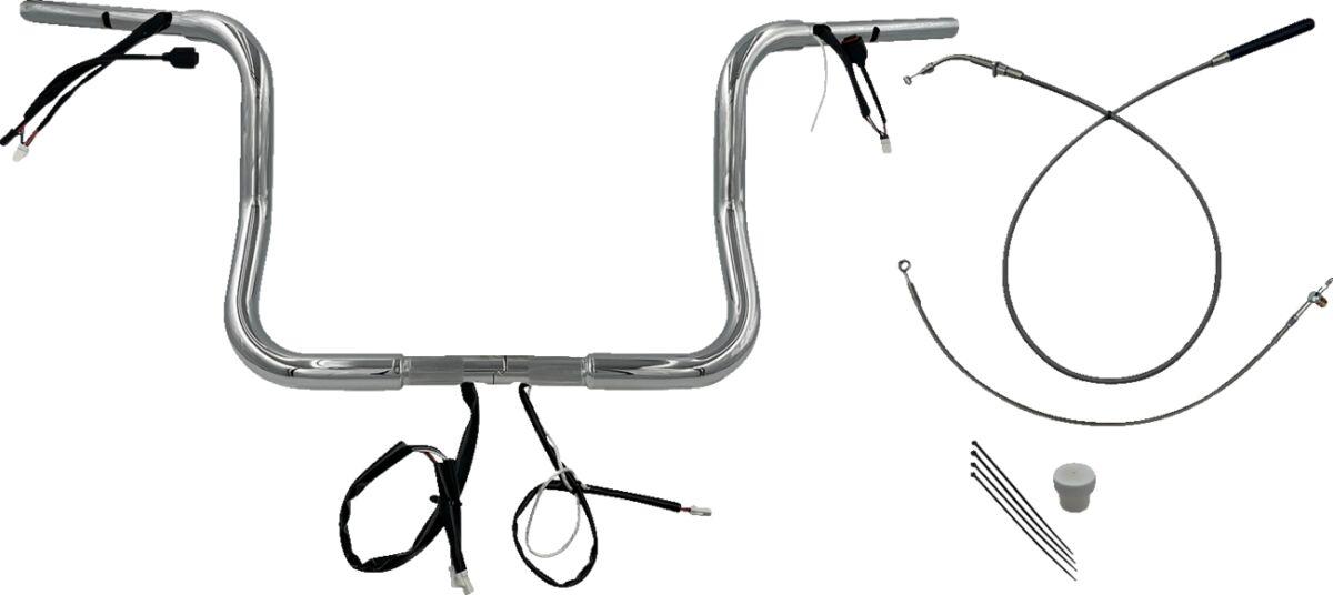 939012 - Fat Baggers Inc. 1-1/4" EZ Install Round Top Handlebar For Harley Davidson FLHX 1923 2024-2025 30.5 cm (12") - Chrome