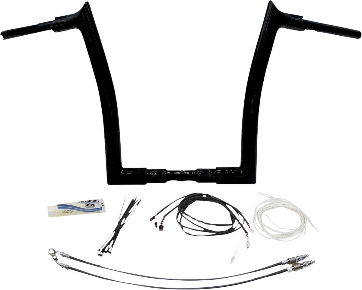 809614-B - Fat Baggers Inc. 1-1/2" EZ Install Pointed Top Handlebar Kit For Harley Davidson FLHR 1690 2016 - Black