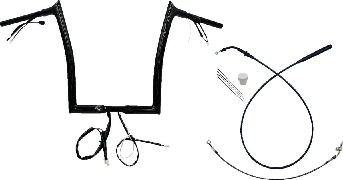 949914-B - Fat Baggers Inc. 1-1/4" EZ Install Pointed Top Handlebar For Harley Davidson FLHX 1923 2024-2025 35.5 cm (14") - Black