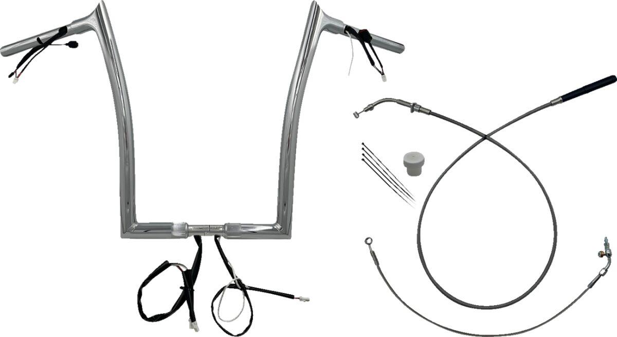 949916 - Fat Baggers Inc. 1-1/4" EZ Install Pointed Top Handlebar For Harley Davidson FLHX 1923 2024-2025 40.5 cm (16") - Chrome