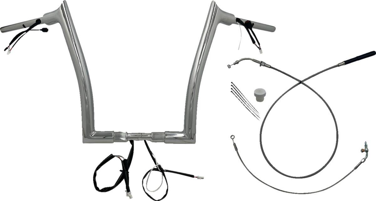 849914 - Fat Baggers Inc. 1-1/2" EZ Install Pointed Top Handlebar For Harley Davidson FLHX 1923 2024-2025 - Chrome