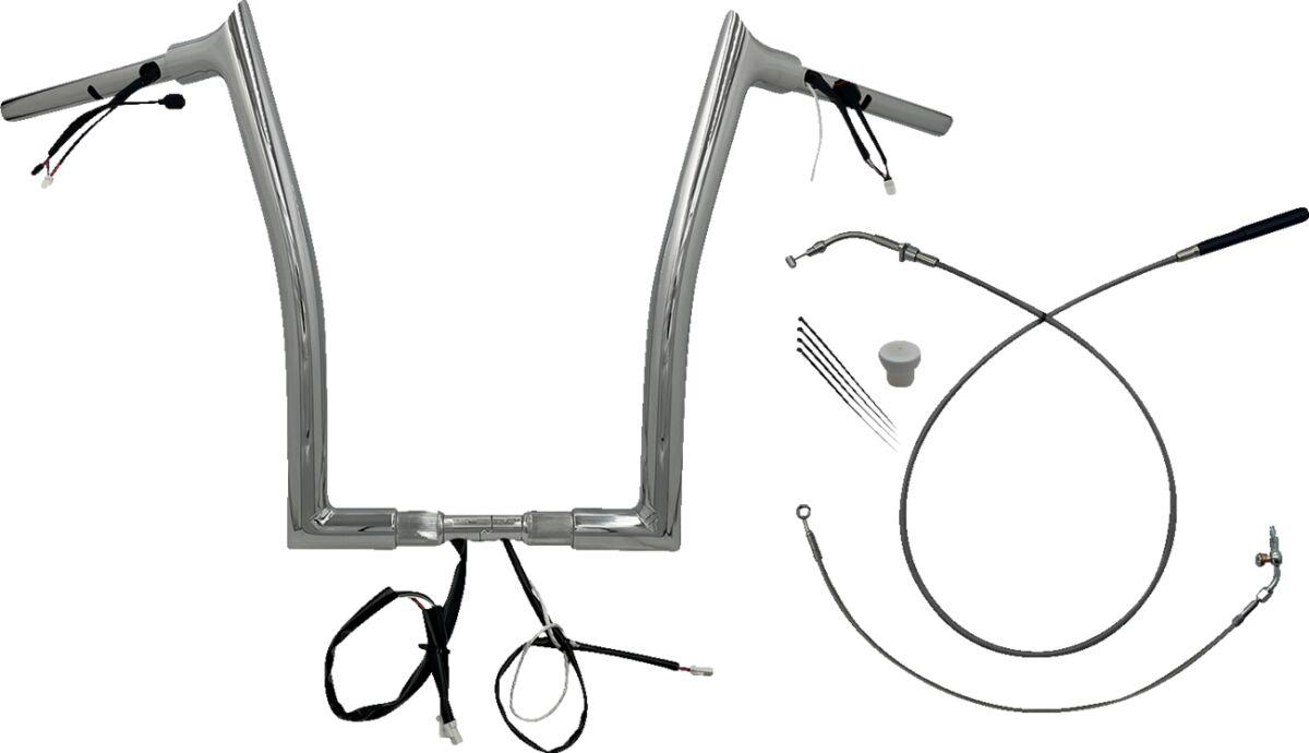 849916 - Fat Baggers Inc. 1-1/2" EZ Install Pointed Top Handlebar For Harley Davidson FLHX 1923 2024-2025 - Chrome