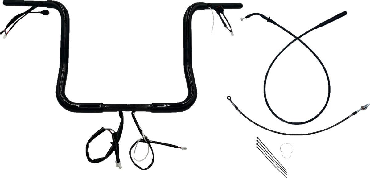939014-B - Fat Baggers Inc. 1-1/4" EZ Install Round Top Handlebar For Harley Davidson FLHX 1923 2024-2025 35.5 cm (14") - Black