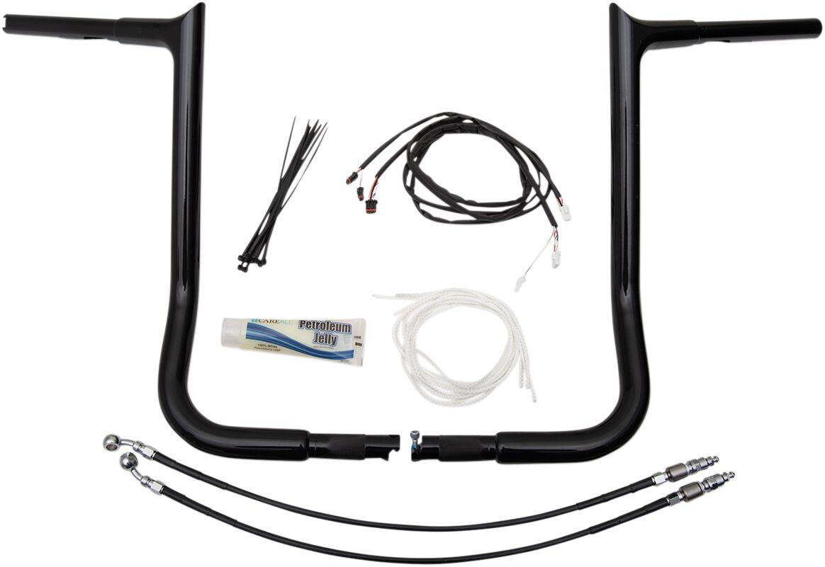 909216-B - Fat Baggers Inc. 1-1/4" EZ Install Pointed Top Handlebar Kit For Harley Davidson FLHT 1750 2019-2020 40.5 cm (16") - Black