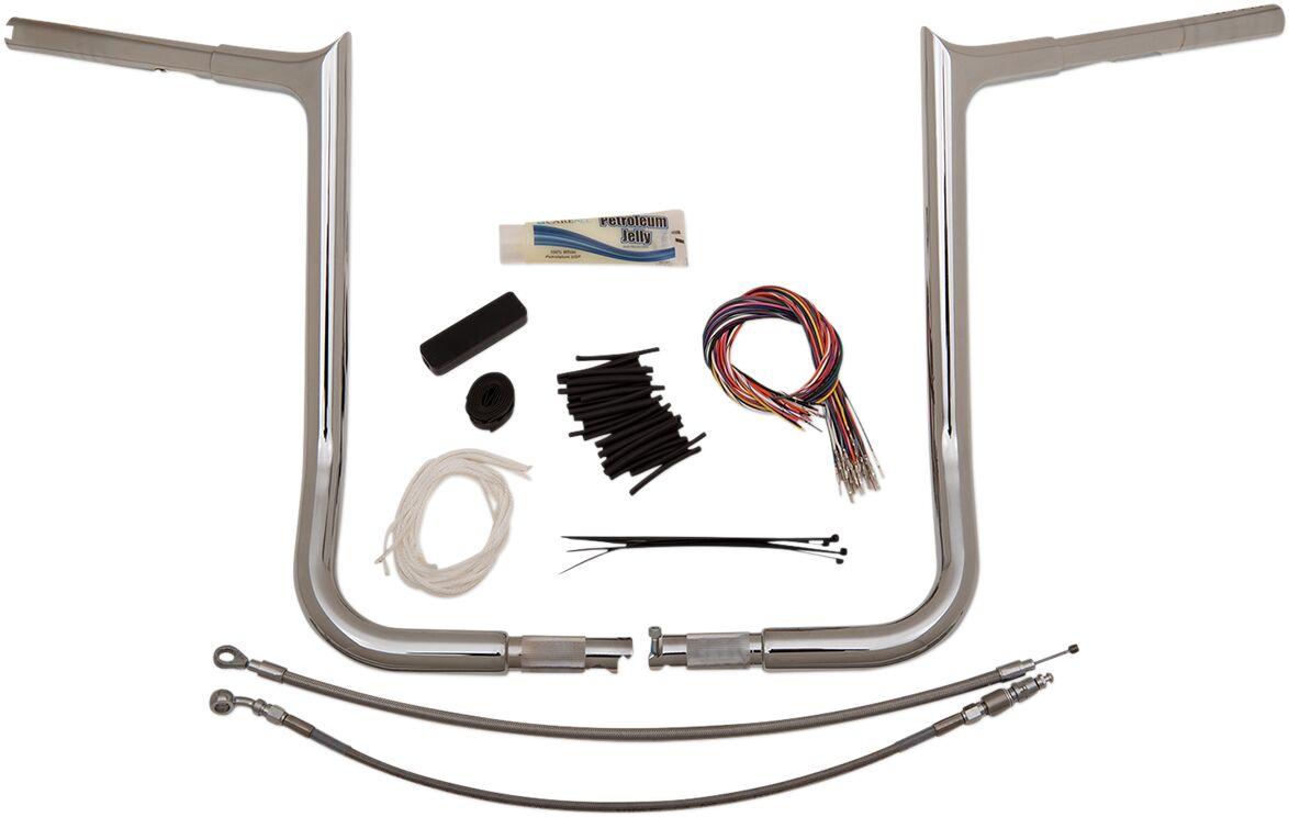 909116 - Fat Baggers Inc. 1-1/4" EZ Install Pointed Top Handlebar Kit For Harley Davidson FLHT 1584 2008 40.5 cm (16") - Chrome