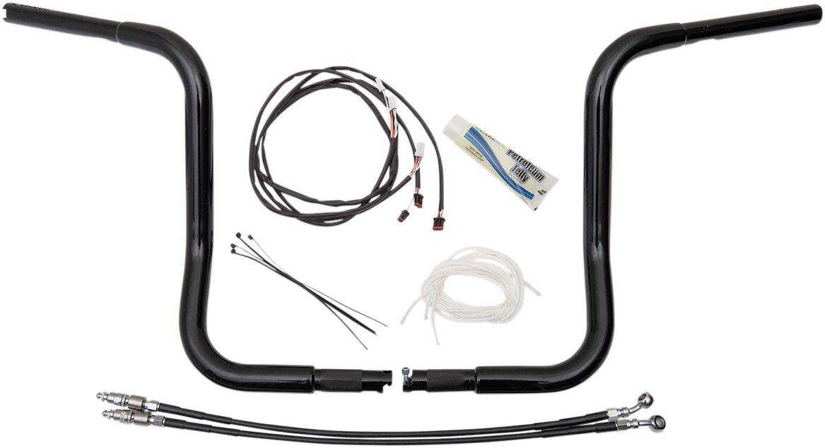 909514-B - Fat Baggers Inc. 1-1/4" EZ Install Round Top Handlebar Kit For Harley Davidson FLHT 1750 2019-2020 35.5 cm (14") - Black