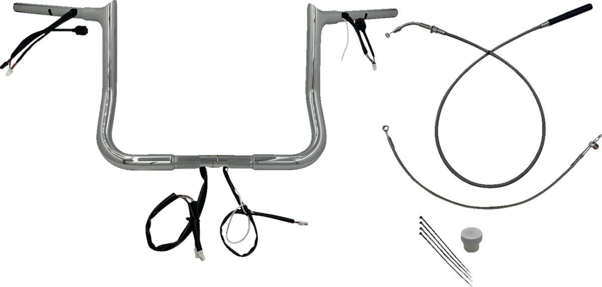 949012 - Fat Baggers Inc. 1-1/4" EZ Install Pointed Top Handlebar For Harley Davidson FLHX 1923 2024-2025 30.5 cm (12") - Chrome