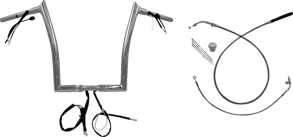 949914 - Fat Baggers Inc. 1-1/4" EZ Install Pointed Top Handlebar For Harley Davidson FLHX 1923 2024-2025 35.5 cm (14") - Chrome