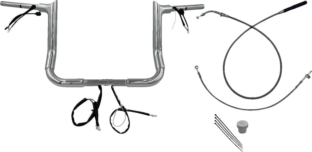 849012 - Fat Baggers Inc. 1-1/2" EZ Install Pointed Top Handlebar For Harley Davidson FLHX 1923 2024-2025 - Chrome