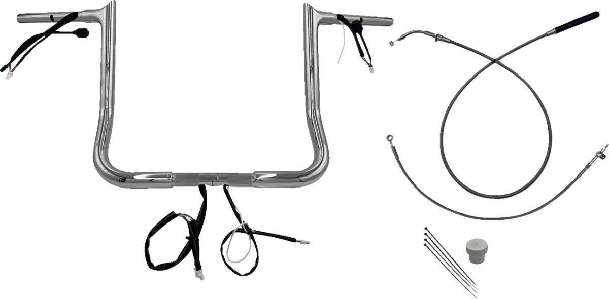 949014 - Fat Baggers Inc. 1-1/4" EZ Install Pointed Top Handlebar For Harley Davidson FLHX 1923 2024-2025 35.5 cm (14") - Chrome