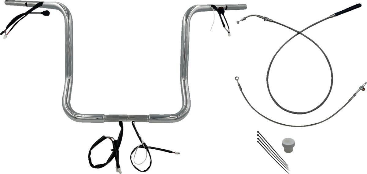 939016 - Fat Baggers Inc. 1-1/4" EZ Install Round Top Handlebar For Harley Davidson FLHX 1923 2024-2025 40.5 cm (16") - Chrome